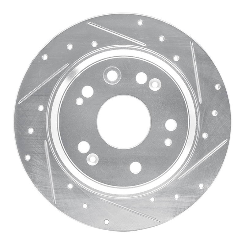 Acura RL Brake Rotor (1) - Rear Right - R1 Concepts - Drilled & Slotted - Silver - `02-`04 Acura RL Brake Rotor (1) - Rear Right - R1 Concepts - Drilled & Slotted - Silver - `02-`04